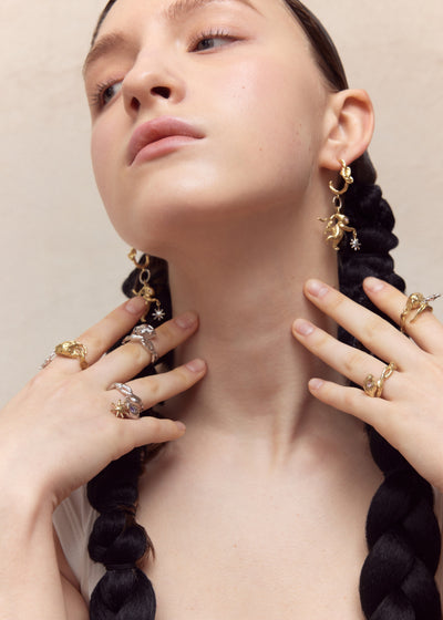 Gold Lucky Rabbit Ring with Stars-Ancient Future-APOC STORE