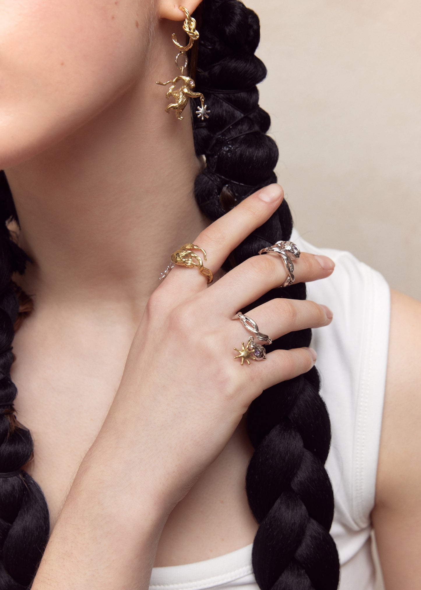 Gold Lucky Rabbit Ring with Stars-Ancient Future-APOC STORE