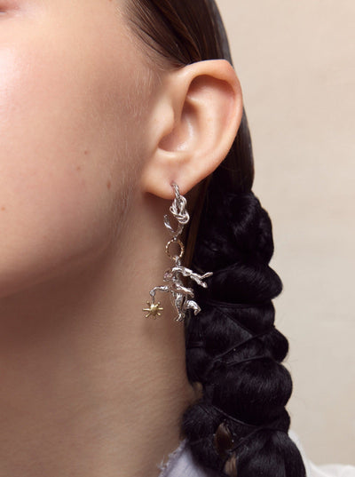 Silver Lucky Rabbit Solo Dance Earrings Knot-Ancient Future-APOC STORE