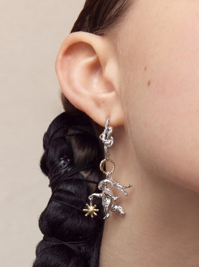 Silver Lucky Rabbit Solo Dance Earrings Knot-Ancient Future-APOC STORE