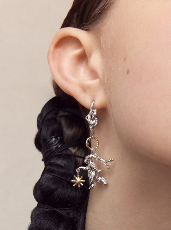 Silver Lucky Rabbit Solo Dance Earrings Knot-Ancient Future-APOC STORE