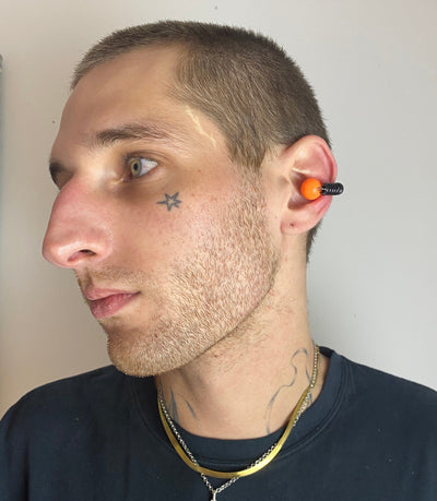 Large Spiral Earcuff Orange Red Black-Lueder x Kkrreeiiss-APOC STORE
