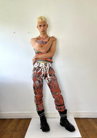 Orange & Yellow Spiral Print Jeans-Pip Paz-Howlett-APOC STORE