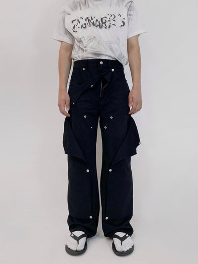 Black Hidden Pocket Pants-EGNARTS-APOC STORE