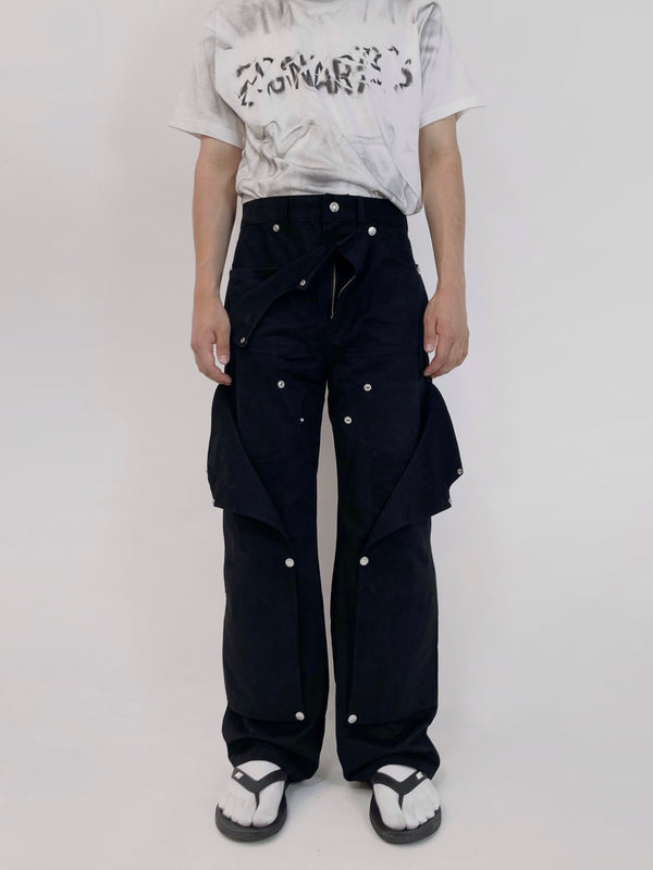 Black Hidden Pocket Pants-EGNARTS-APOC STORE