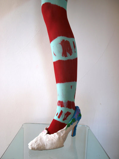 Hand Dyed Tights Teal Red-Celia Calderón Asensio-APOC STORE
