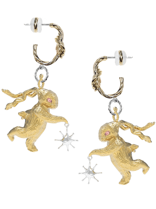 Gold Lucky Rabbit Solo Dance Earrings Knot-Ancient Future-APOC STORE