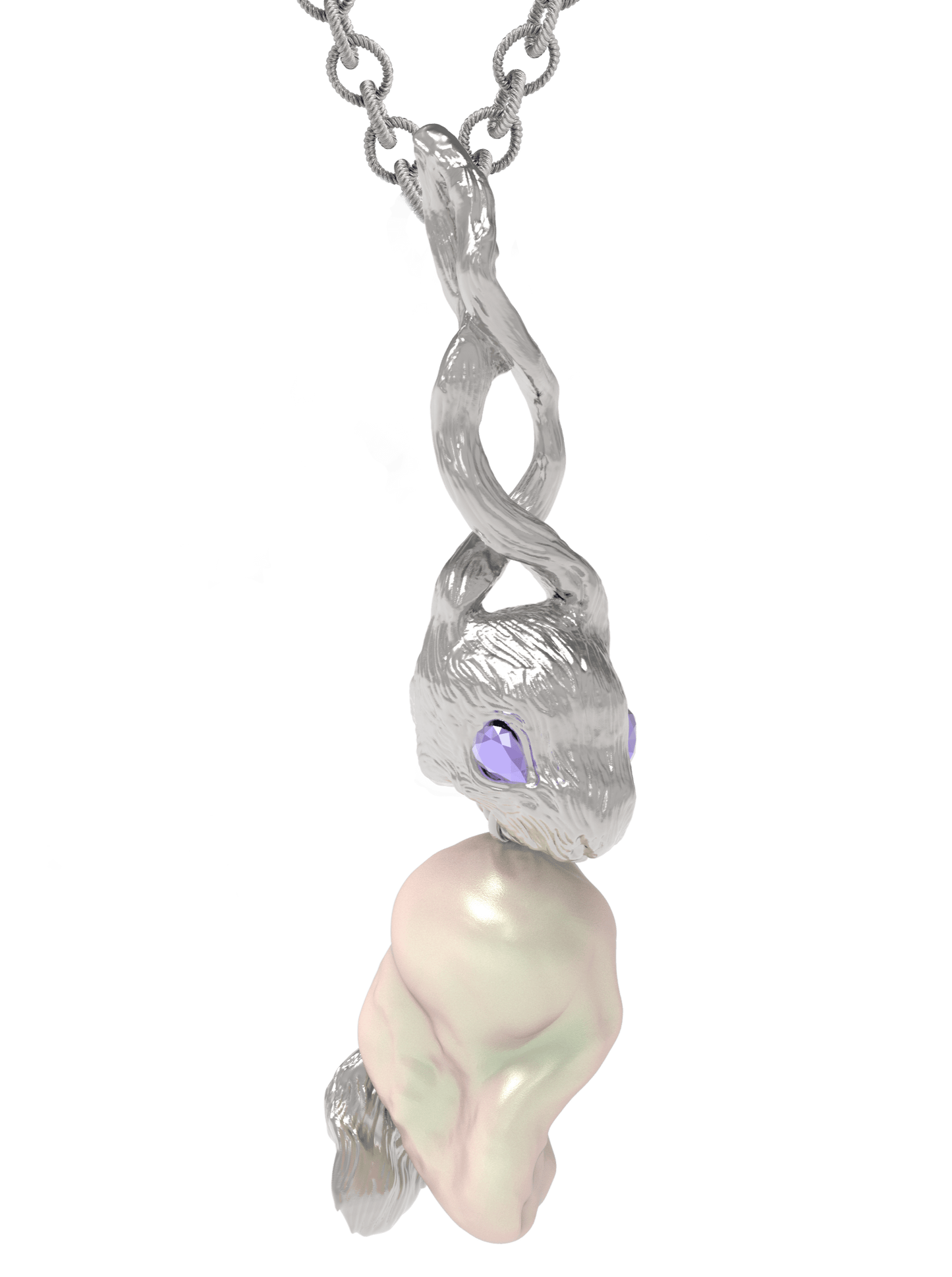 Silver Lucky Rabbit Pearl Necklace-Ancient Future-APOC STORE