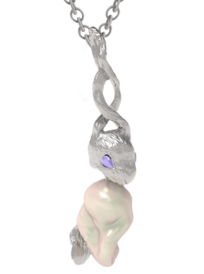 Silver Lucky Rabbit Pearl Necklace-Ancient Future-APOC STORE