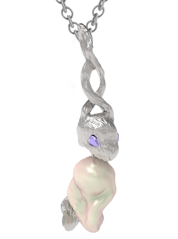 Silver Lucky Rabbit Pearl Necklace-Ancient Future-APOC STORE