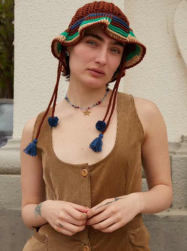 Crochet Pom Pom Bucket Hat-Soji Solarin-APOC STORE