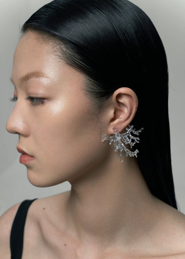 Clear Coral Resin Earrings-Ancient Future-APOC STORE