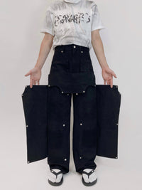 Black Hidden Pocket Pants-EGNARTS-APOC STORE