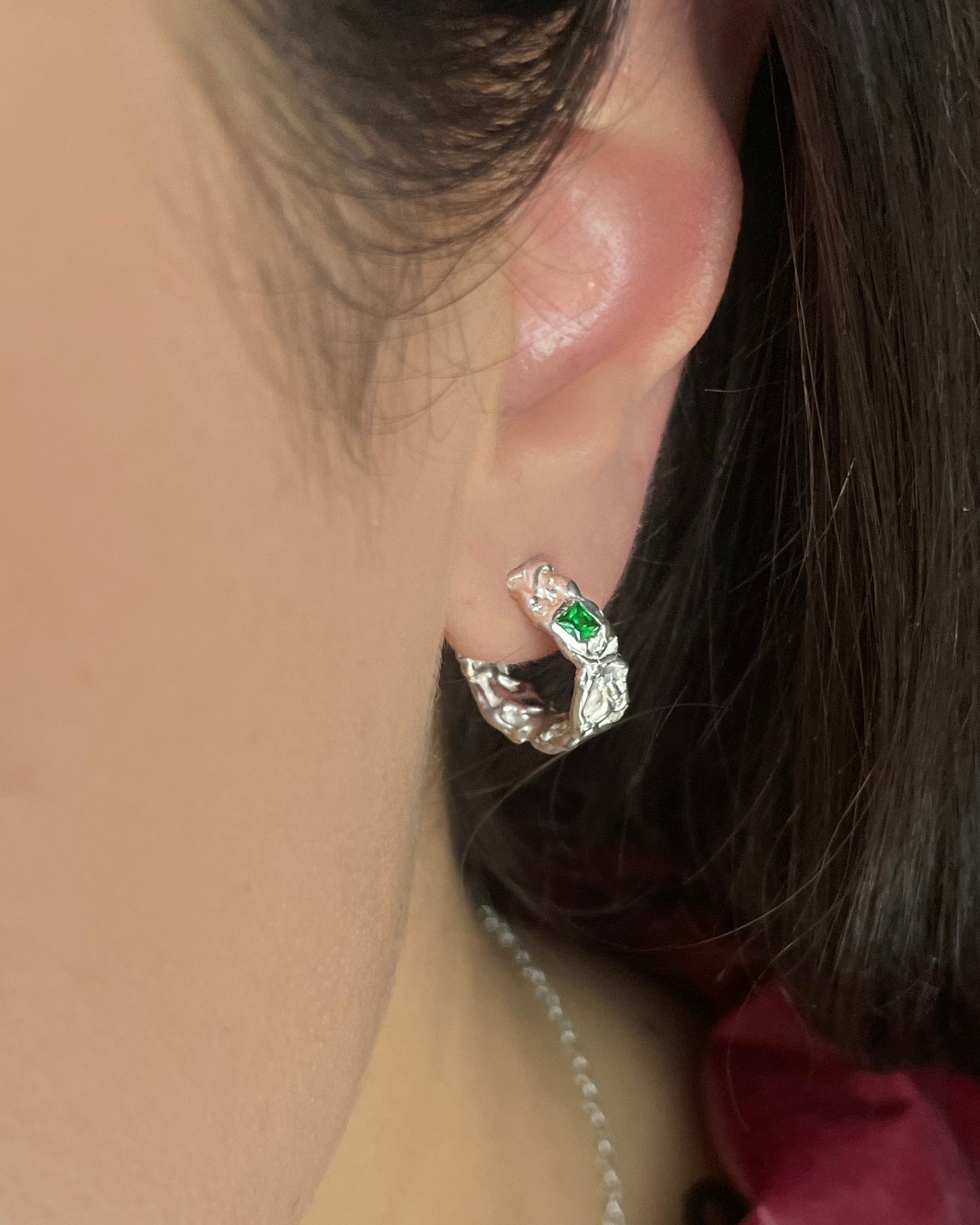 Green-eyed Twisted Terrain Hoops-Danielle Karlikoff-APOC STORE