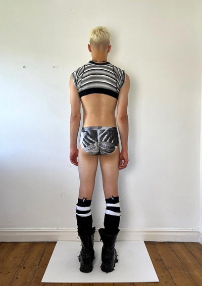 Black & White Micro Stripe Underwear Crop - Top 1 of 1-Pip Paz-Howlett-APOC STORE