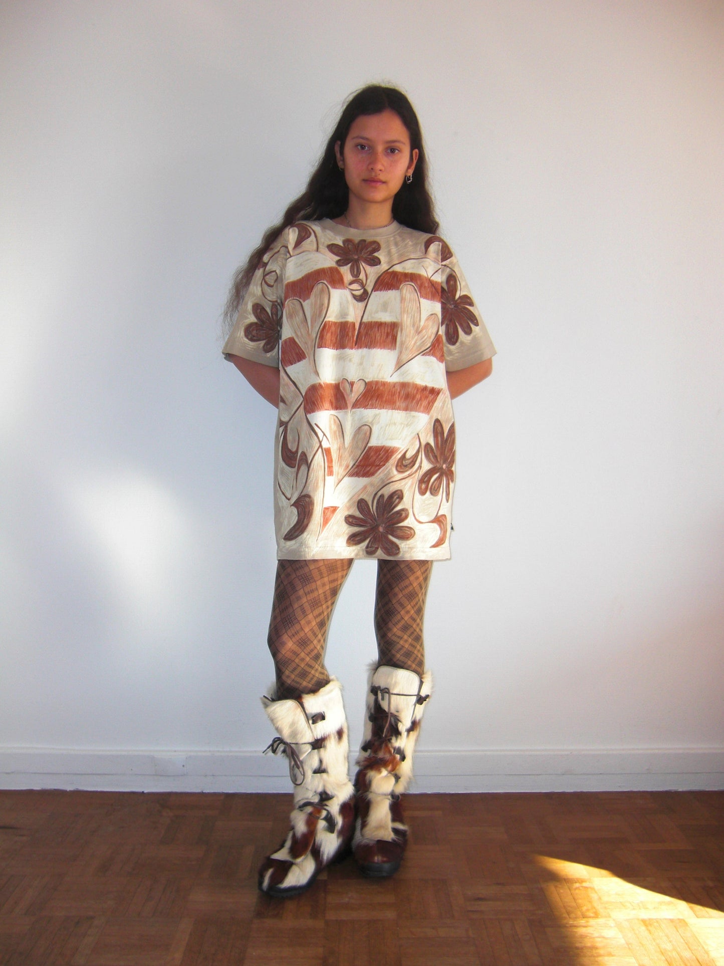 Beige Heart Tee-Anna Castellano-APOC STORE