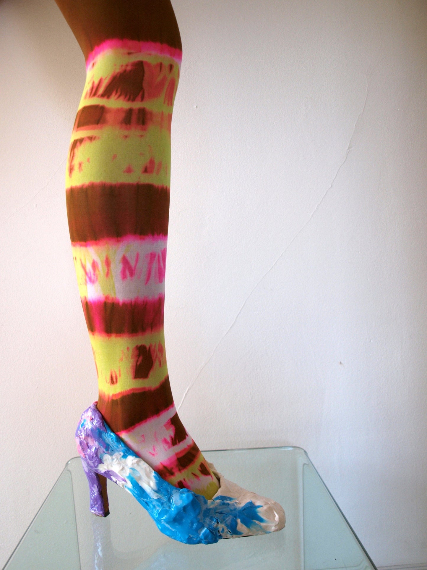 Hand Dyed Tights Yellow Multicolour-Celia Calderón Asensio-APOC STORE