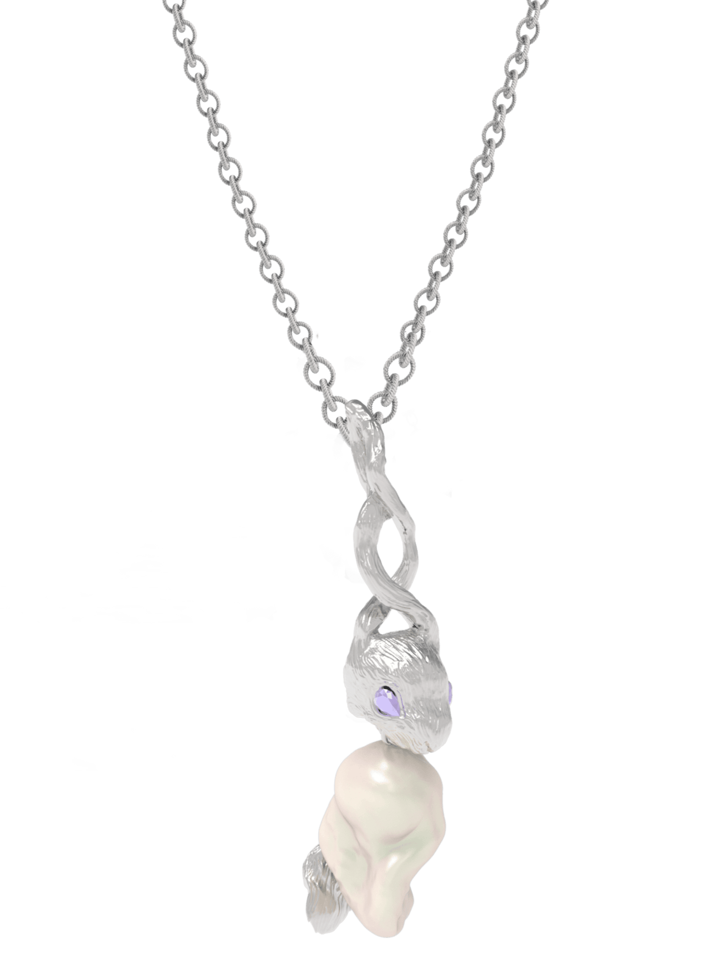Silver Lucky Rabbit Pearl Necklace-Ancient Future-APOC STORE