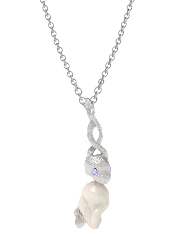 Silver Lucky Rabbit Pearl Necklace-Ancient Future-APOC STORE