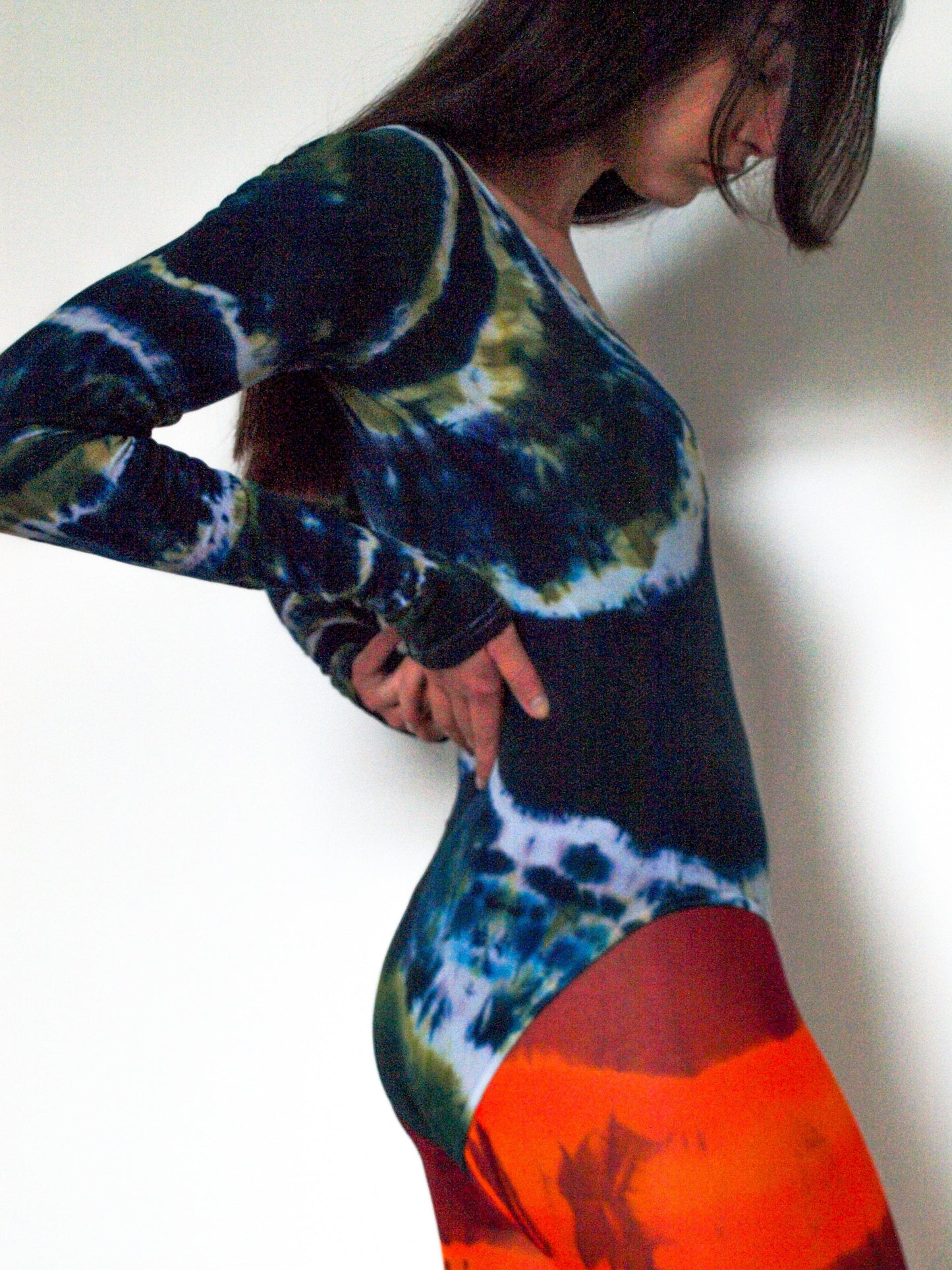Hand Dyed Bodysuit Black Multicolour-Celia Calderón Asensio-APOC STORE