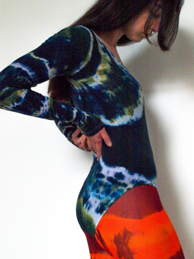 Hand Dyed Bodysuit Black Multicolour-Celia Calderón Asensio-APOC STORE