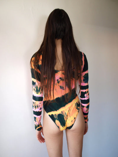 Hand Dyed Bodysuit Orange Multicolour-Celia Calderón Asensio-APOC STORE