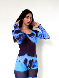 Hand Dyed Bodysuit Blue Black-Celia Calderón Asensio-APOC STORE