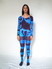 Hand Dyed Bodysuit Blue Black-Celia Calderón Asensio-APOC STORE