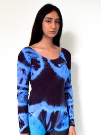 Hand Dyed Bodysuit Blue Black-Celia Calderón Asensio-APOC STORE
