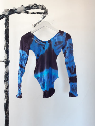 Hand Dyed Bodysuit Blue Black-Celia Calderón Asensio-APOC STORE