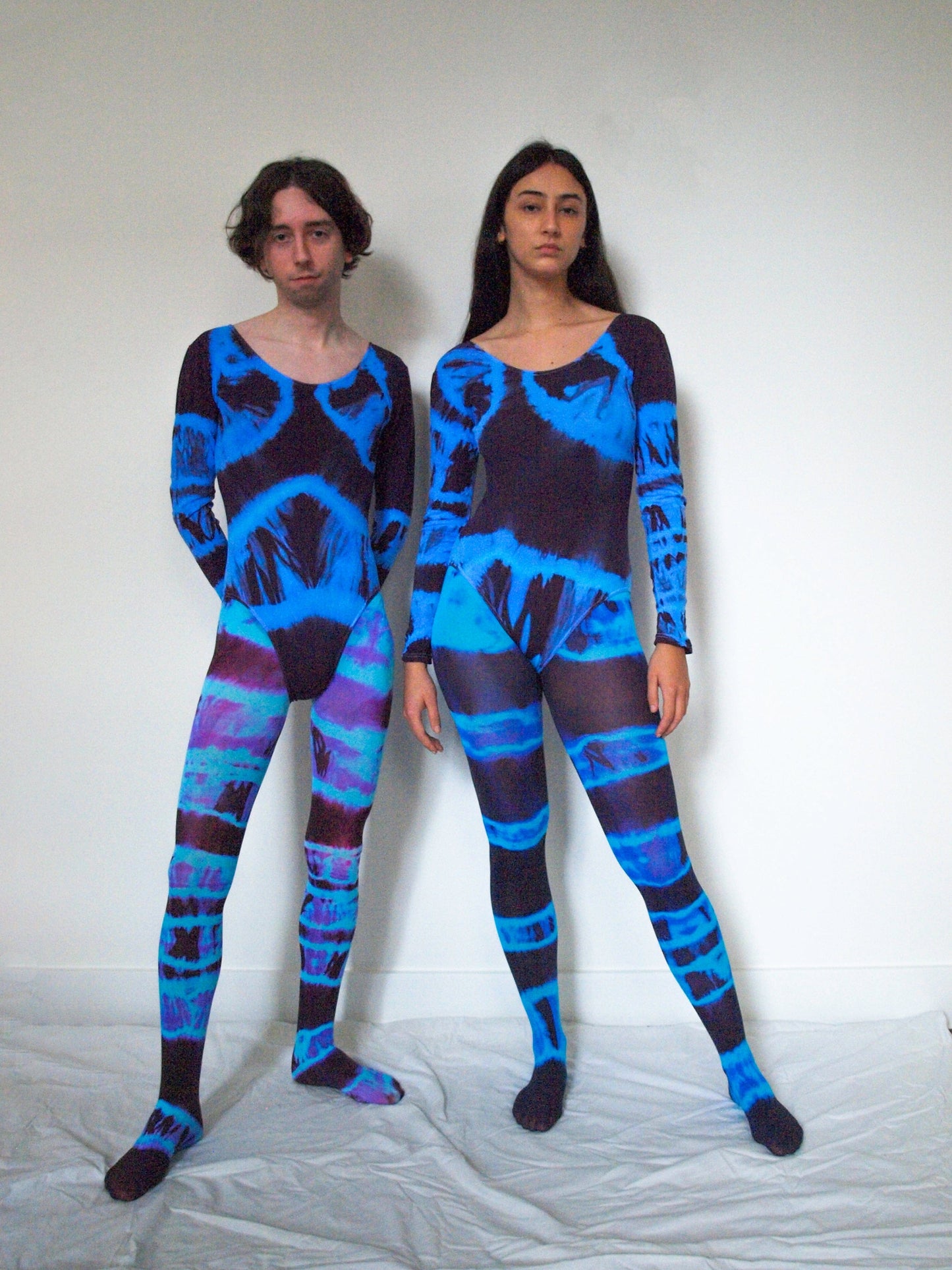 Hand Dyed Bodysuit Blue Black-Celia Calderón Asensio-APOC STORE