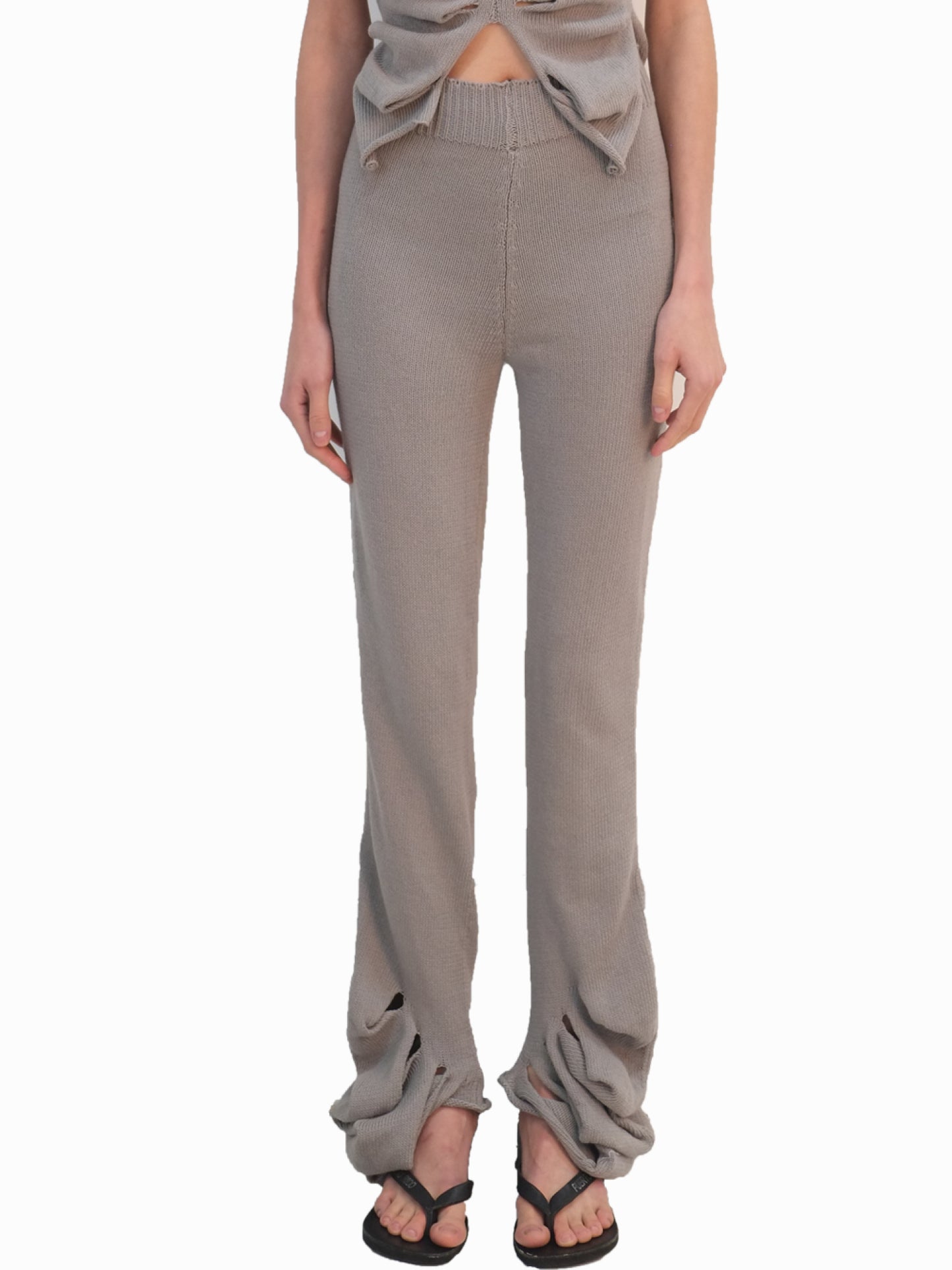 Ribbed Drape Trousers-Krystal Paniagua-APOC STORE