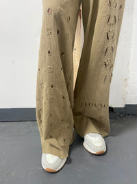 Natural Hand Dyed Triple Embroidered Trousers-Luna Del Pinal-APOC STORE