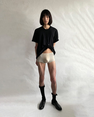 Stapled T-shirt Black-SHEK LEUNG-APOC STORE