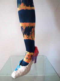 Hand Dyed Tights Black Orange-Celia Calderón Asensio-APOC STORE