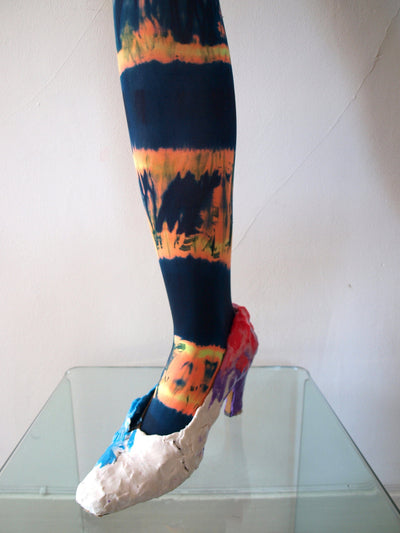 Hand Dyed Tights Black Orange-Celia Calderón Asensio-APOC STORE