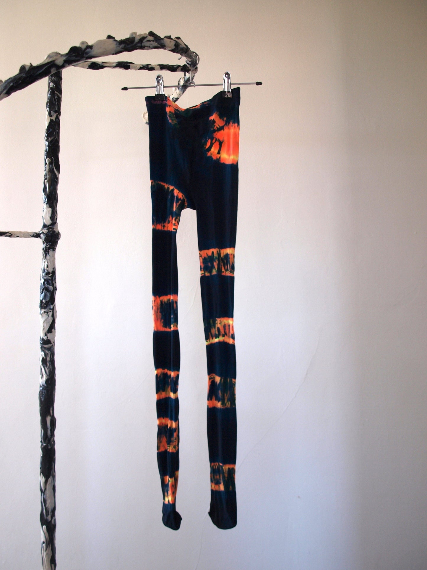 Hand Dyed Tights Black Orange-Celia Calderón Asensio-APOC STORE