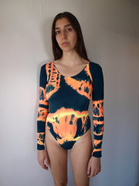 Hand Dyed Bodysuit Orange Multicolour-Celia Calderón Asensio-APOC STORE