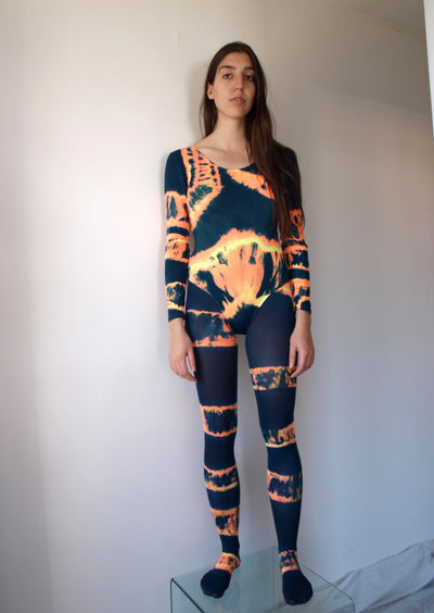 Hand Dyed Bodysuit Orange Multicolour-Celia Calderón Asensio-APOC STORE