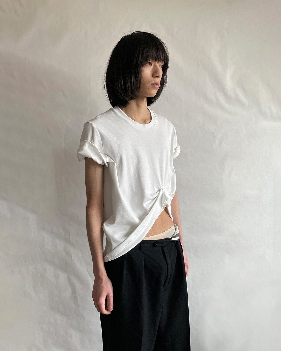 Stapled T-shirt White-SHEK LEUNG-APOC STORE