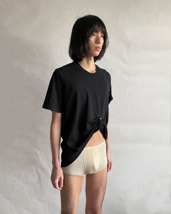 Stapled T-shirt Black-SHEK LEUNG-APOC STORE