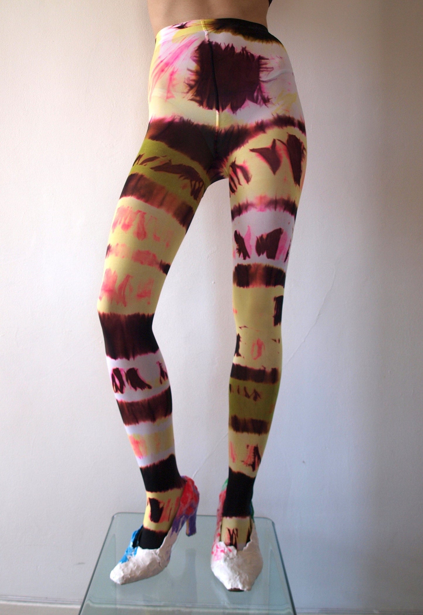 Hand Dyed Tights Pink Multicolour-Celia Calderón Asensio-APOC STORE