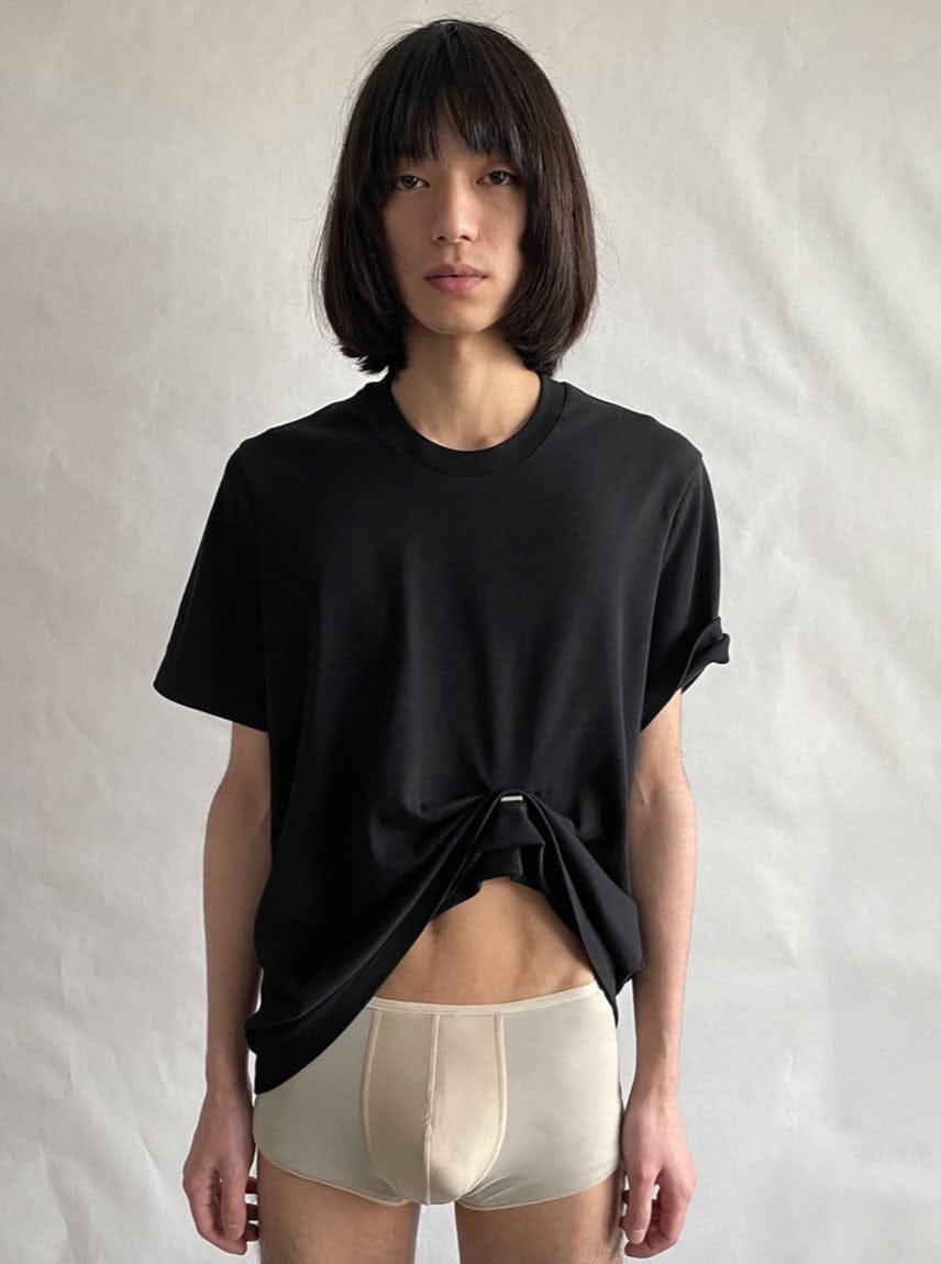 Stapled T-shirt Black-SHEK LEUNG-APOC STORE