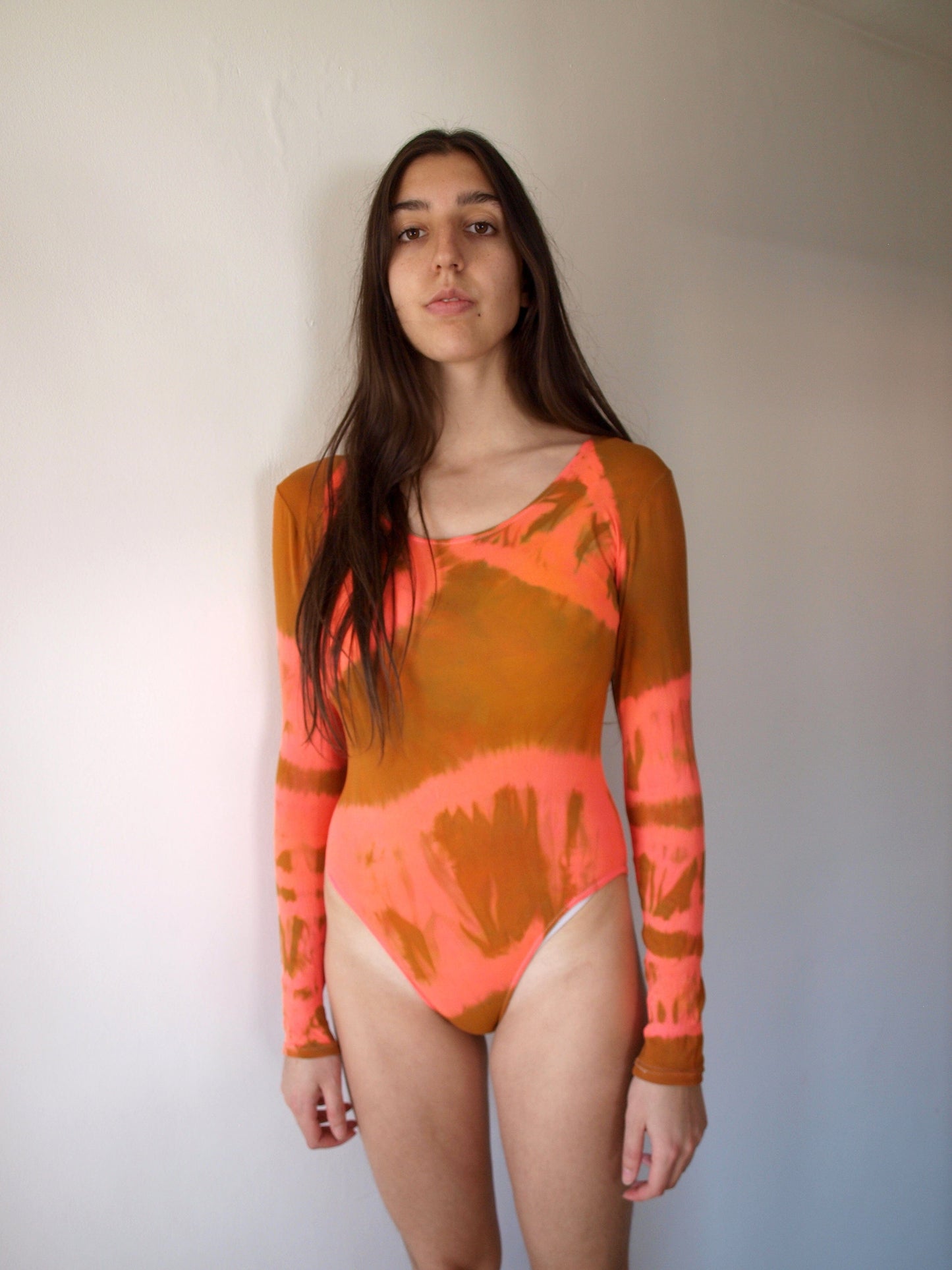 Hand Dyed Bodysuit Red Brown-Celia Calderón Asensio-APOC STORE