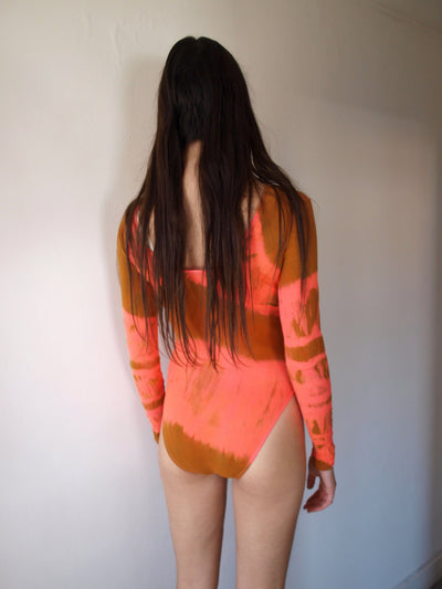 Hand Dyed Bodysuit Red Brown-Celia Calderón Asensio-APOC STORE