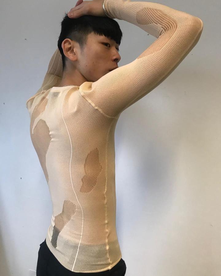 Beige Drop Stitch Knit-Khanh Brice Nguyen-APOC STORE