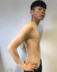 Beige Drop Stitch Knit-Khanh Brice Nguyen-APOC STORE