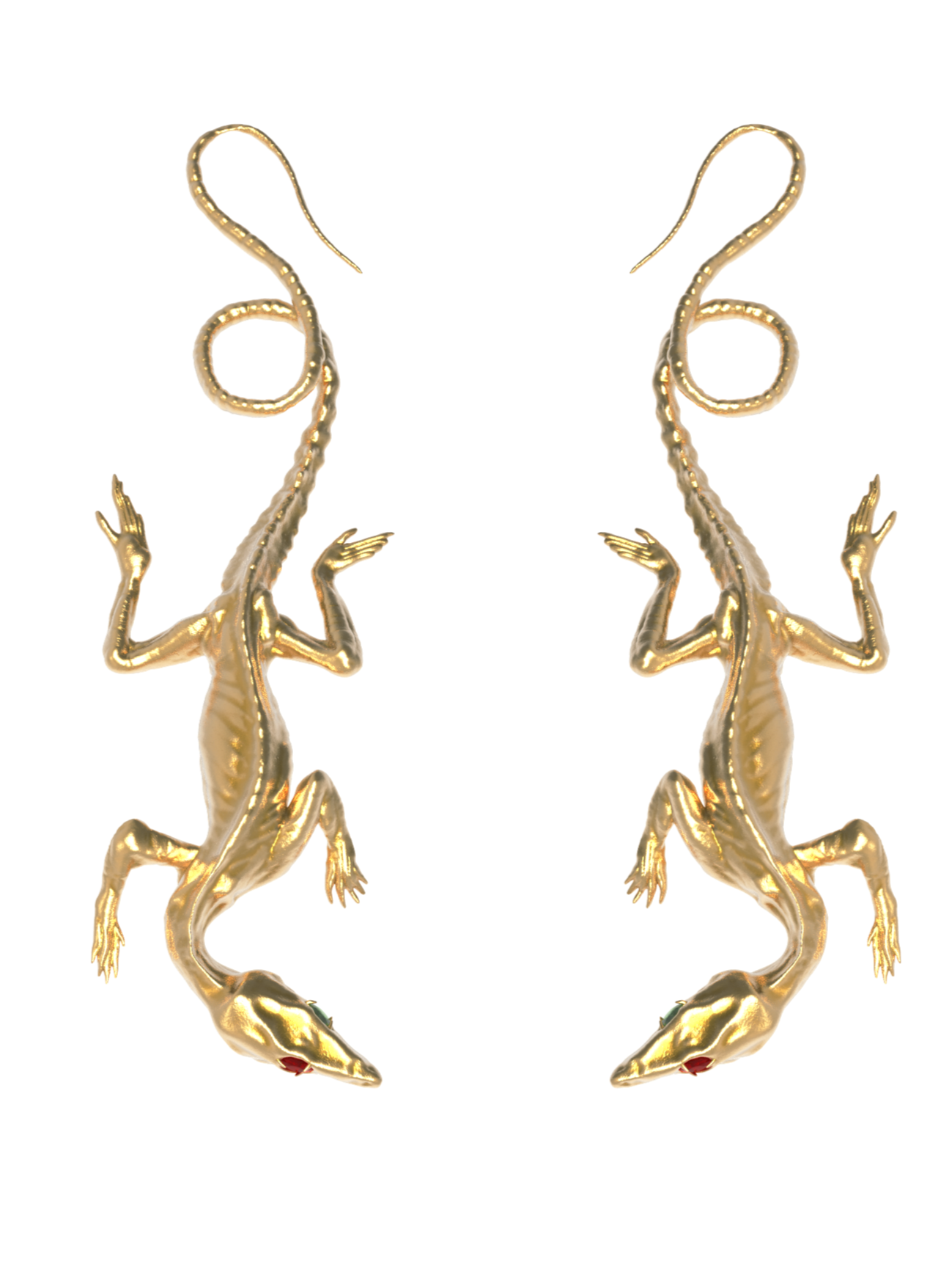 Brass Grass Lizard Earrings-Ancient Future-APOC STORE