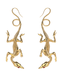 Brass Grass Lizard Earrings-Ancient Future-APOC STORE