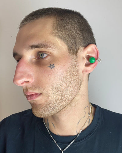 Large Spiral Earcuff Black Green-Lueder x Kkrreeiiss-APOC STORE